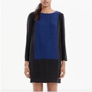 Madewell Centerpiece dress black blue shift color block